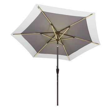 Spencer 9 ft. Classic Coastal 2-Tone Solar LED Market Patio Umbrella - JONATHAN Y
